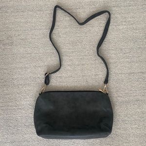 Gray leather crossbody bag